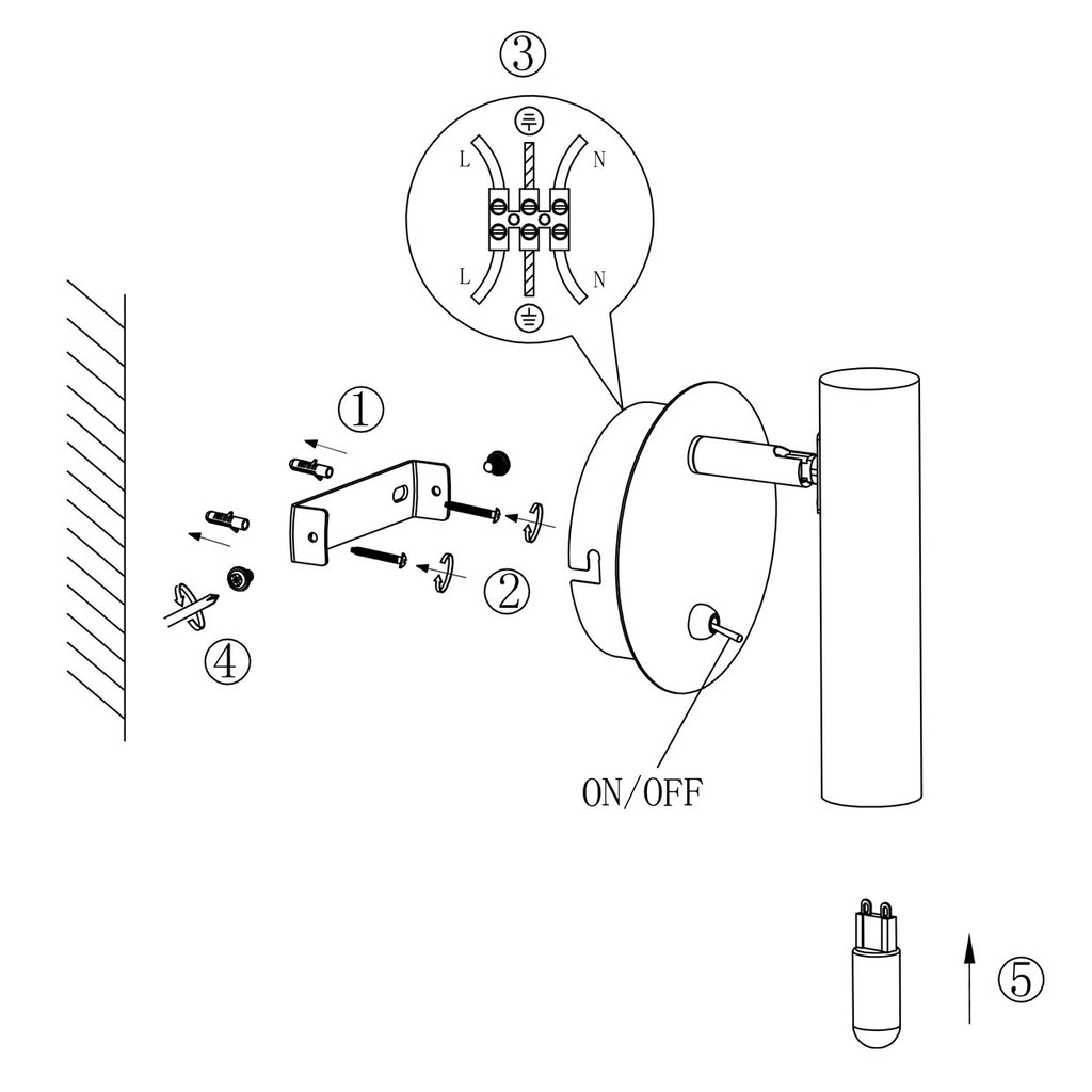 Aplique de pared OSMA Negro 28W G9 AJP/Alemar (Ref. 11606) - Medidas. Iluminación moderna y elegante para tu hogar.  Compra en luzguru.com
