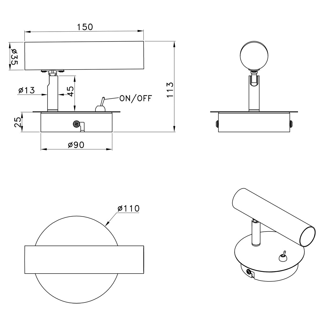 Aplique de Pared Osma Niquel Satinado 11607 - AJP / Alemar - luzguru.com