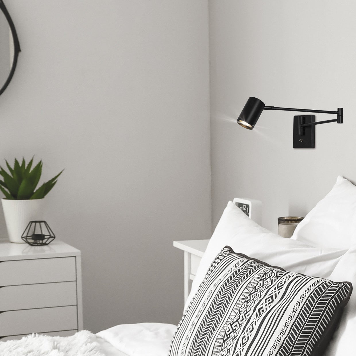 Medidas aplique Romeo Negro AJP/Alemar Ref. 11160 - Iluminación dormitorio, luzguru.com
