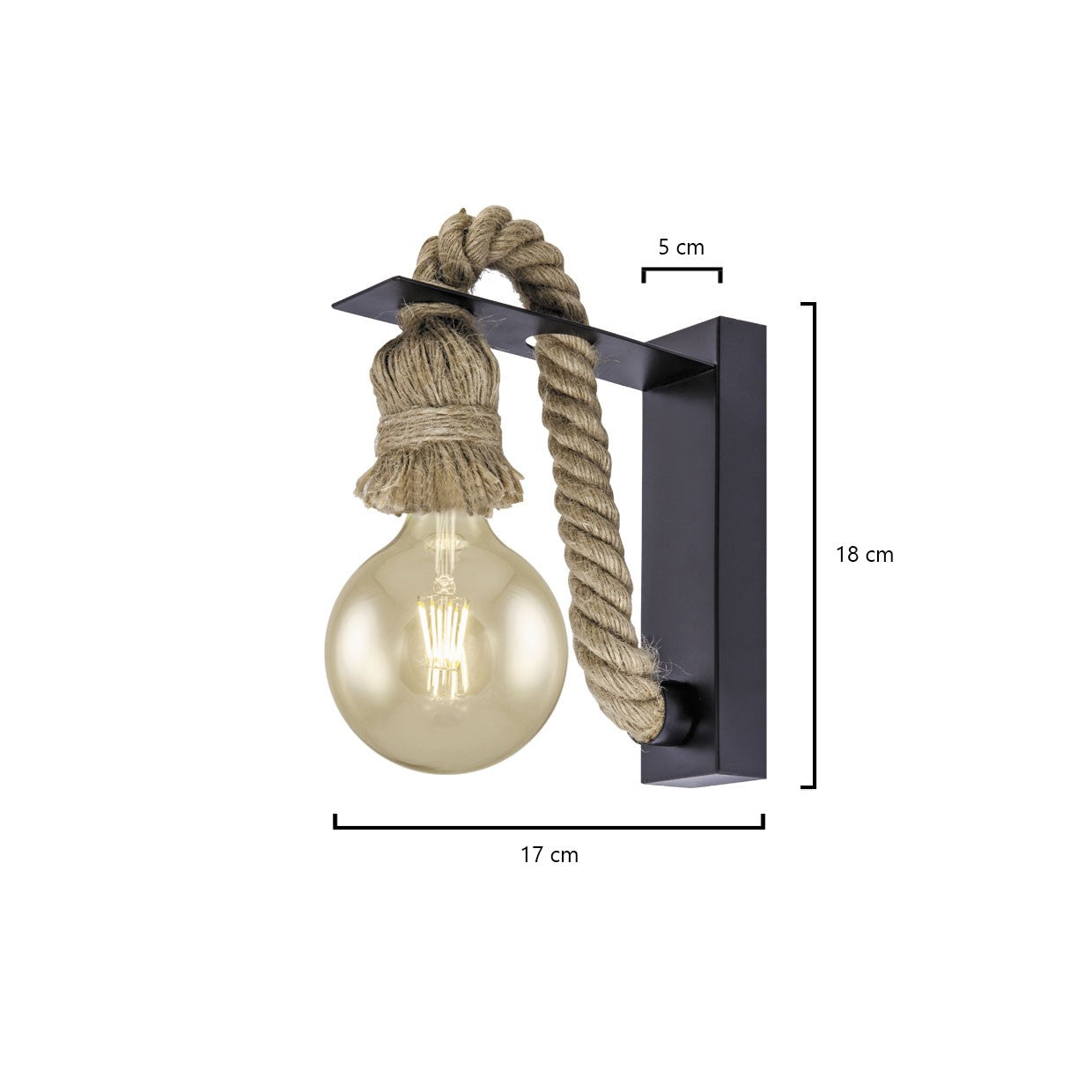 Aplique ROPE Negro AJP/Alemar 10761 - Medidas: [Insertar medidas aquí, ej:  Alto 25cm, Ancho 15cm, Fondo 10cm].  Luzguru.com
