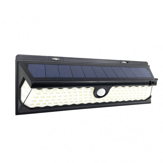 Aplique solar Kira negro de Fabrilamp, 1100 lúmenes, IP65, con sensor de movimiento y crepuscular.