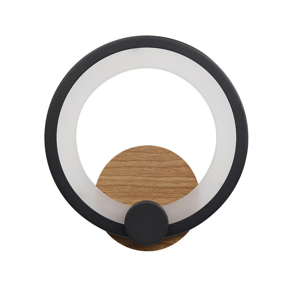 Aplique LED Moderno Aro Negro/Madera Sydney Fabrilamp / Abrila 155961084