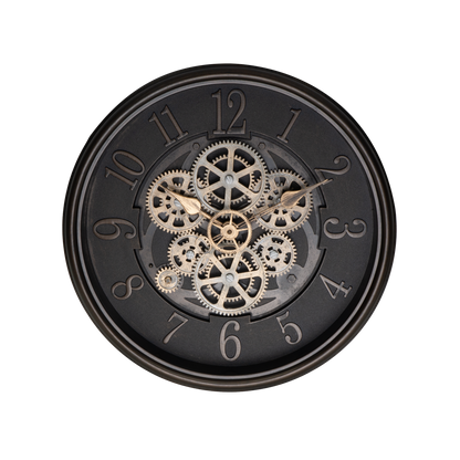 Reloj de Pared Ardales 40 cm Engranajes Marrón Cuero Fabrilamp - vista principal | Fabrilamp / Abrila · Ref. 217614014