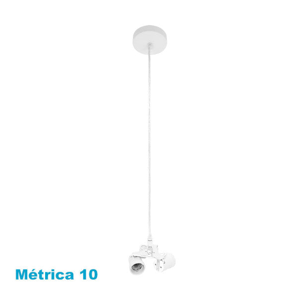 Colgante Cara Blanco 3xE27 de Fabrilamp, armazón metálico para tres luces, ideal para interiores.