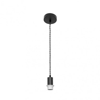 Armazón colgante para pantalla Cara, color negro, con portalámparas E27 de Fabrilamp. Ideal para interiores.