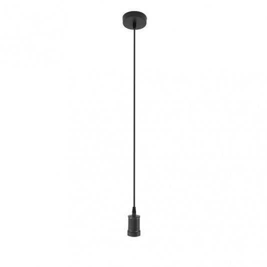 Colgante Puja Negro E27 de Fabrilamp, vista frontal. Iluminación elegante para tu hogar.