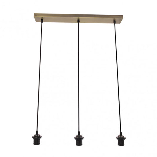 Armazón de Lámpara Colgante Nia Regleta 3 Luces E27 Cuero Fabrilamp - vista principal | Fabrilamp / Abrila