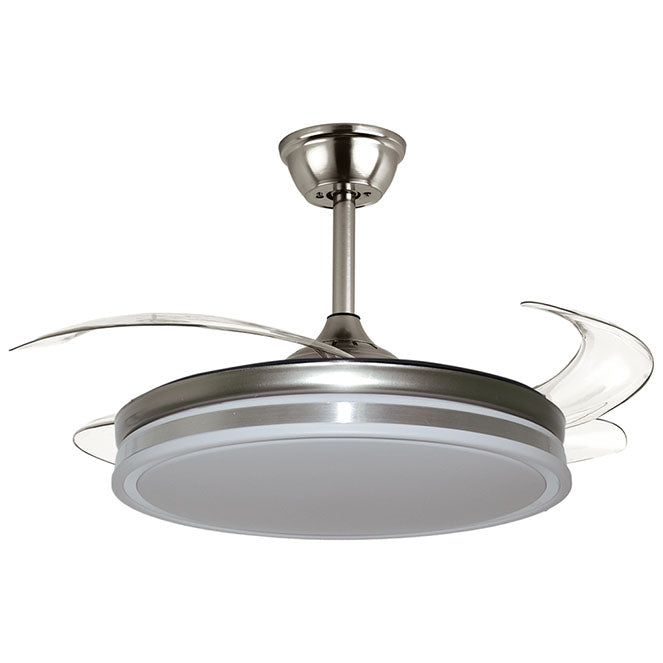 Ventilador DC ASGARD II , 4 aspas retráctiles, 72W LED 3000|4000|6000K, Al.35/45xD.108/50cm