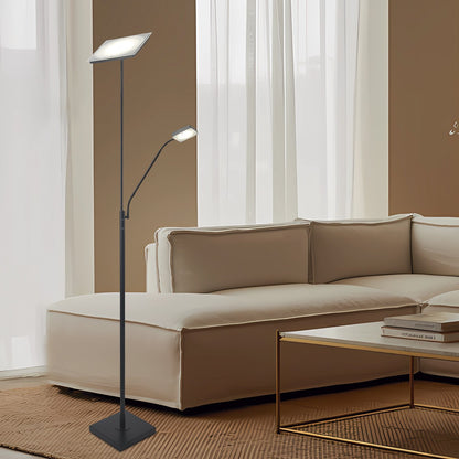 Pie de salón Lamber negro en ambiente salón moderno