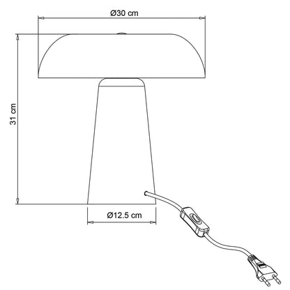 Detalle de pantalla y base en metal arena de la lámpara Idea Tierra ALEMAR