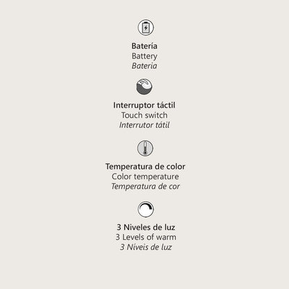 Detalle del interruptor táctil en la lámpara sobremesa Lenox ALEMAR - Vista superior