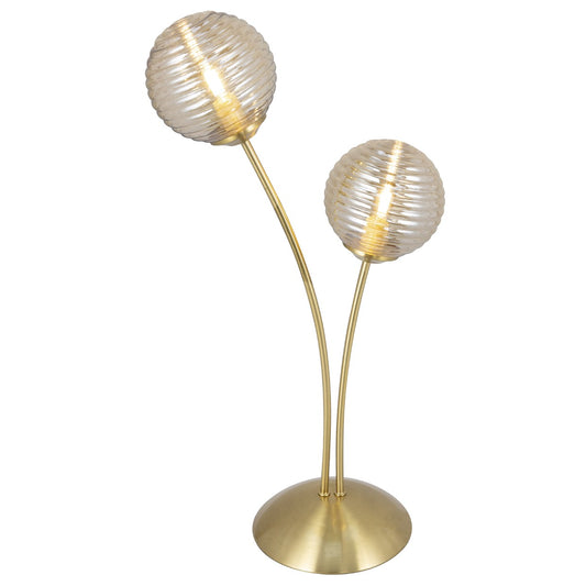 Lámpara de sobremesa Roche ALEMAR en latón con tulipa ámbar - Vista principal