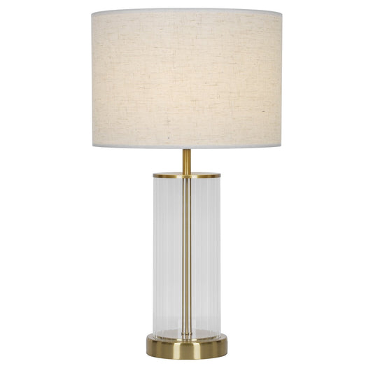 Lámpara sobremesa Calabria latón ALEMAR con pantalla tela lino - Vista principal