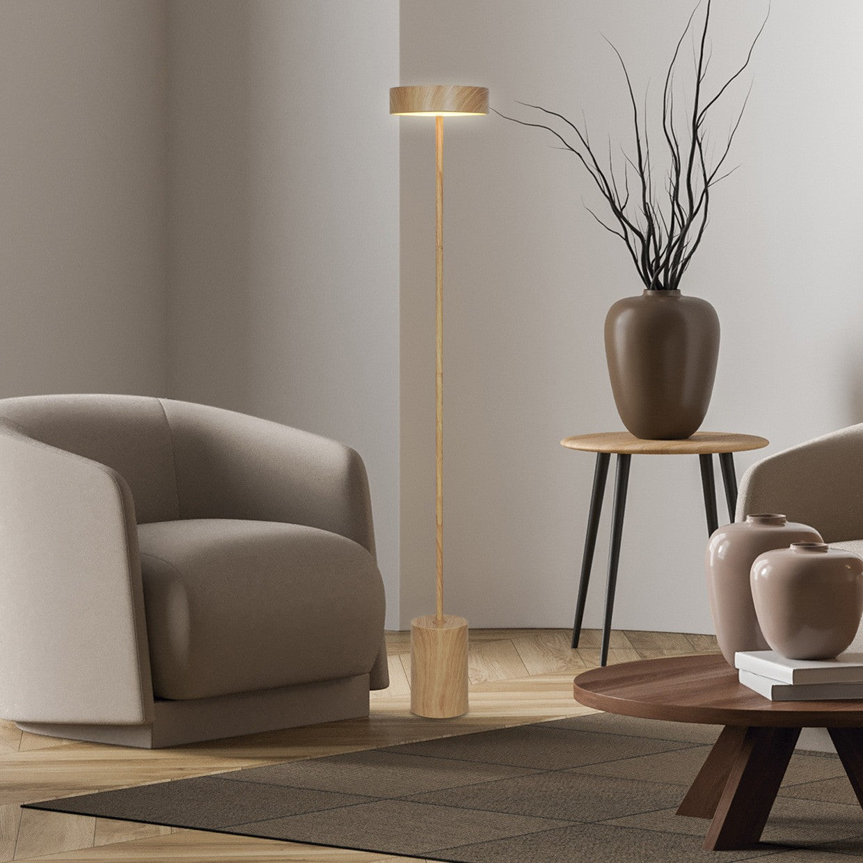 Pie de salón Fresno en salón moderno - Ambiente iluminado