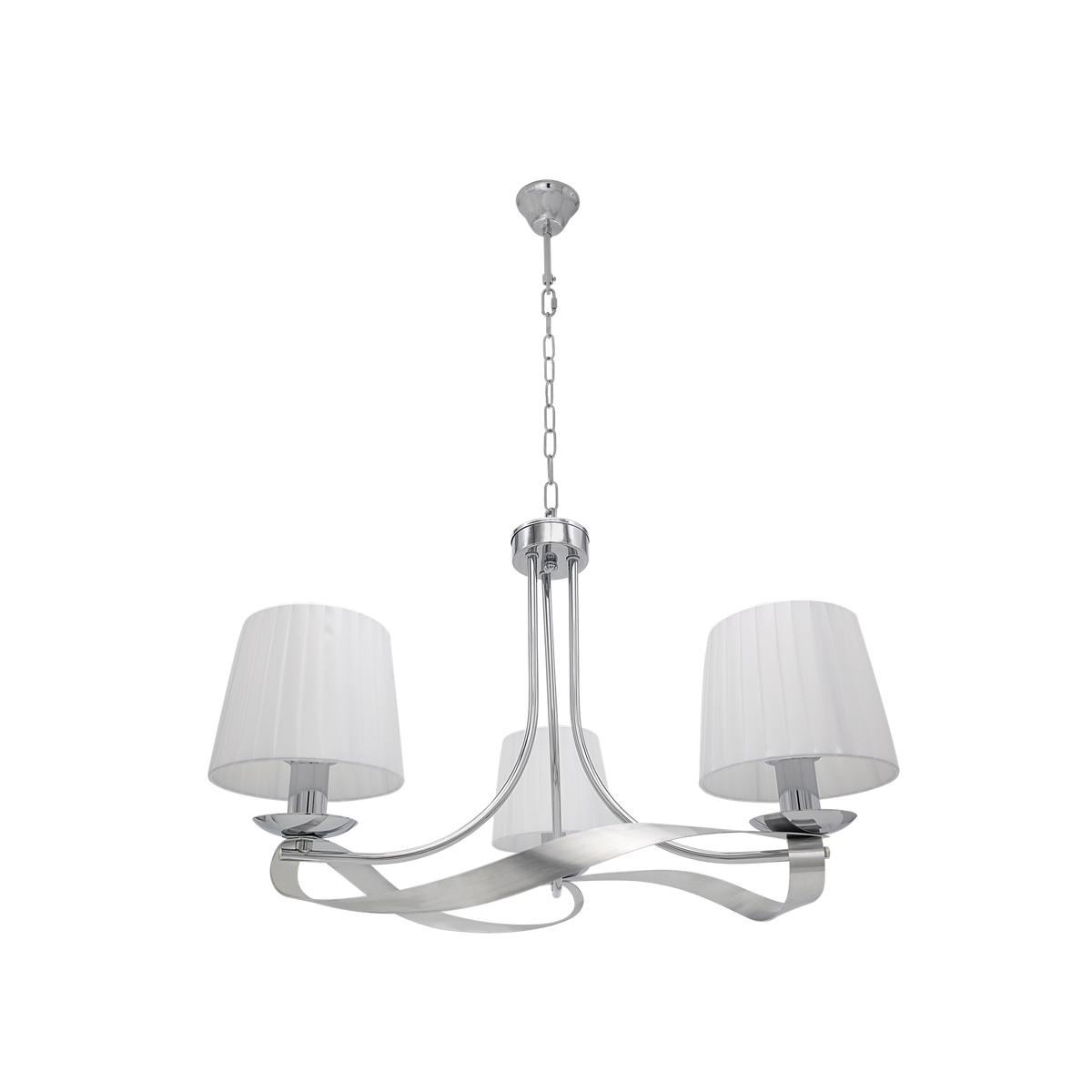 Lámpara de Techo Baeza 3 Luces E14 52 cm Cromo y Pantalla Blanca Fabrilamp - vista principal | Fabrilamp / Abrila · Ref. 201953020