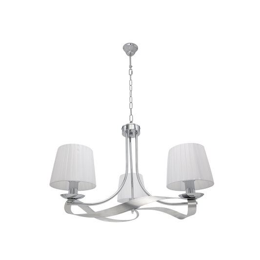 Lámpara de Techo Baeza 3 Luces E14 52 cm Cromo y Pantalla Blanca Fabrilamp - vista principal | Fabrilamp / Abrila · Ref. 201953020