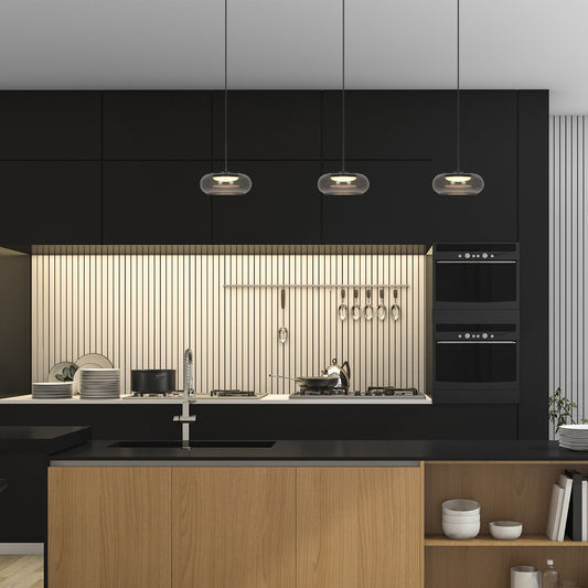 Colgante Cité negro fumé instalado en comedor moderno - Ambiente