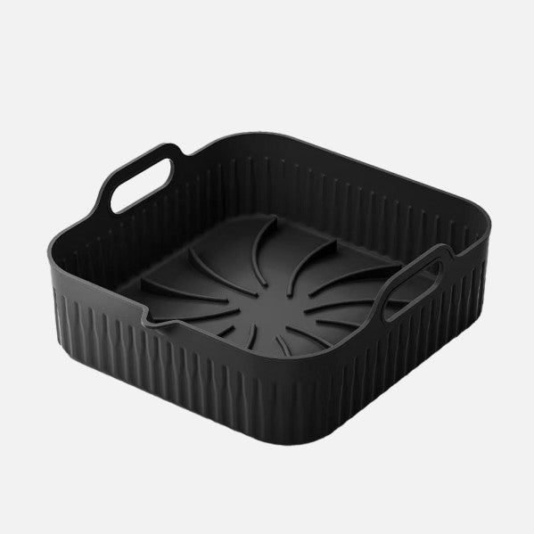 Pack 6 Bandejas de Silicona Manacor 26x24 cm Negras Antiadherentes para Freidora de Aire Fabrilamp - Vista frontal principal en fondo blanco | LuzGurú