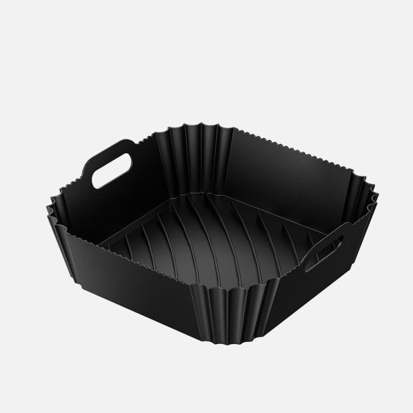 Pack 6 Bandejas de Silicona para Freidora de Aire 22x22 cm Negro Manacor Fabrilamp - Vista frontal principal en fondo blanco | LuzGurú