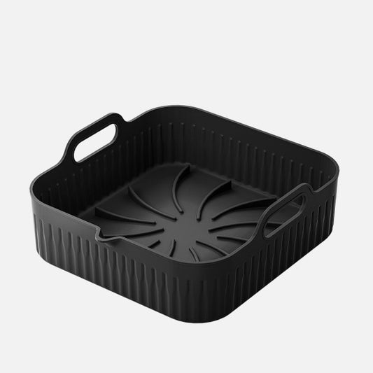 Pack 6 Bandejas de Silicona Manacor para Freidora de Aire 26x25 cm Negro Fabrilamp - Vista frontal principal en fondo blanco | LuzGurú