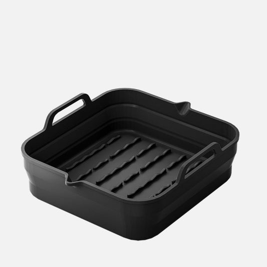 Pack 6 Bandejas de Silicona Manacor 27x24 cm Negras para Freidora de Aire Fabrilamp - Vista frontal principal en fondo blanco | LuzGurú