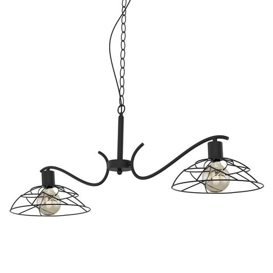 Lámpara Colgante de Barra Doble Farrel Negro 2x60W E-27 Alemar - vista principal | AJP / Alemar