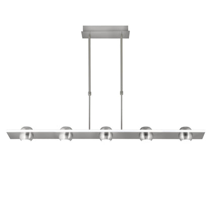 Barra LED Fanton 5L AJP/Alemar (Ref. 60219): Medidas de la iluminación moderna de 5 luces, níquel satinado, 54W y 4000K.  Iluminación eficiente para tu hogar.  luzguru.com
