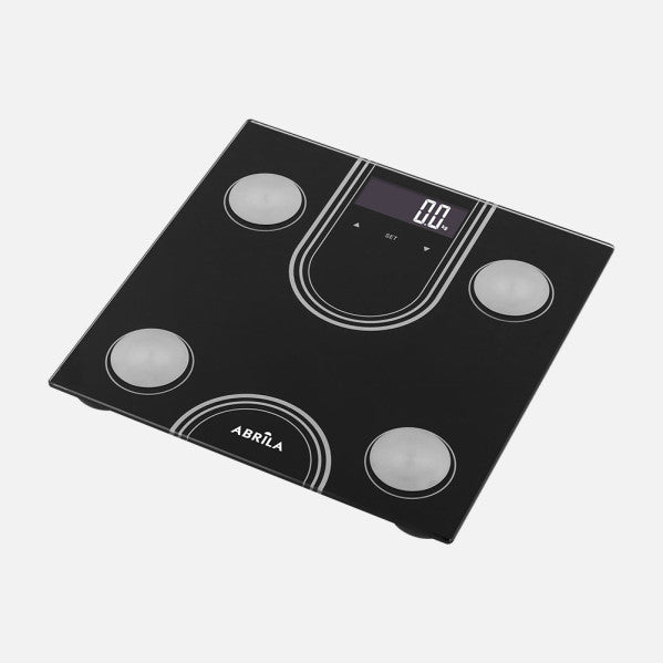 Báscula de Baño Inteligente Jacy 180 kg Vidrio Templado Negro Fabrilamp - vista principal | Fabrilamp / Abrila