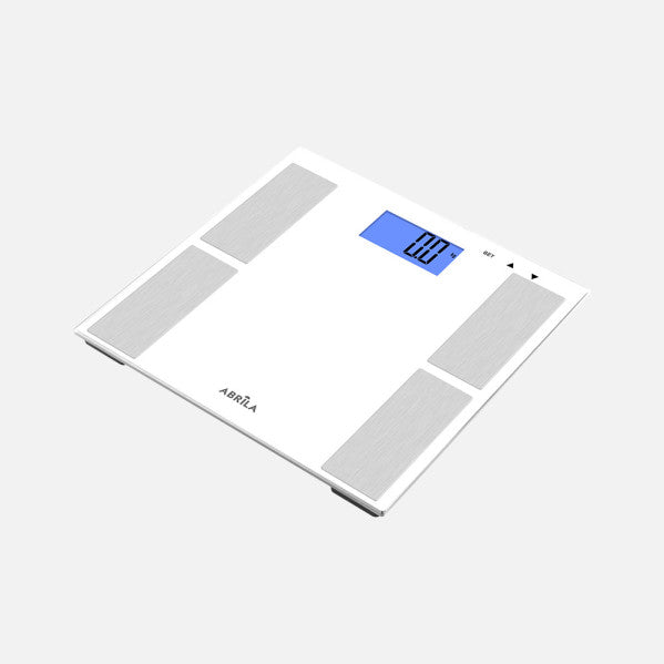 Báscula de Baño Inteligente Niyol 150 kg Vidrio Templado Blanco Fabrilamp - vista principal | Fabrilamp / Abrila