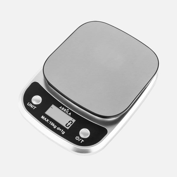 Báscula de Cocina Anala 10 kg Plataforma Inoxidable Níquel Fabrilamp - vista principal | Fabrilamp / Abrila