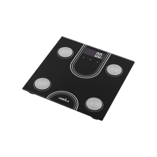 Báscula de Baño Inteligente Jacy 180 kg Vidrio Templado Negro Fabrilamp - vista principal | Fabrilamp / Abrila · Ref. 27702B009
