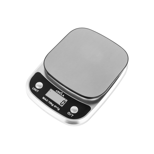 Báscula de Cocina Anala 10 kg Plataforma Inoxidable Níquel Fabrilamp - vista principal | Fabrilamp / Abrila · Ref. 27801B003