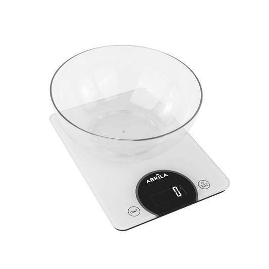 Báscula de Cocina Digital Kimaya 15 kg con Cuenco 1,8 L Blanca Fabrilamp - vista principal | Fabrilamp / Abrila · Ref. 27811B001