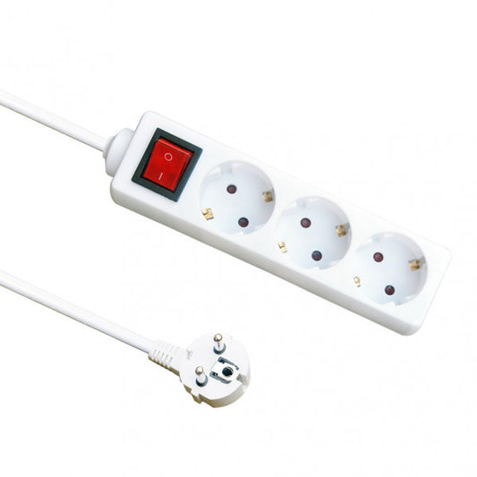 Base Múltiple con Interruptor ALARGADERA 3 Enchufes Cable 3 m Blanco Fabrilamp - vista principal | Fabrilamp / Abrila