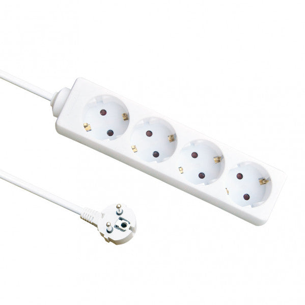 Base Múltiple Alargadera 4 Enchufes Cable 3 m Blanco Fabrilamp