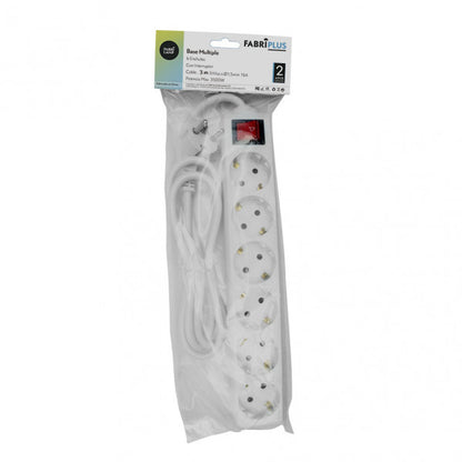 Base Múltiple Alargadera 6 Enchufes con Interruptor Cable 3 m Blanco Fabrilamp - imagen 2 | Fabrilamp / Abrila