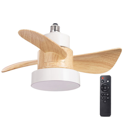 Ventilador de Techo con Luz LED Bayad E27 Blanco y Haya 15W CristalRecord - vista principal | CristalRecord