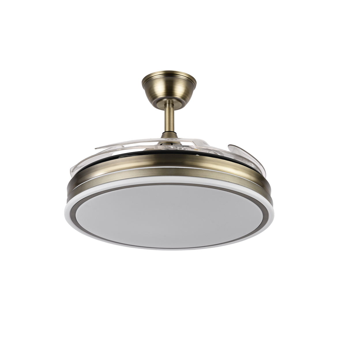 Ventilador de Techo Bayomo 107 cm Aspas Retráctiles LED Cuero Fabrilamp - vista principal | Fabrilamp / Abrila · Ref. 142591414