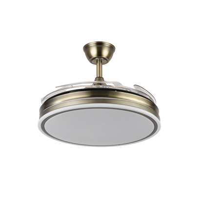 Ventilador de Techo Bayomo 107 cm Aspas Retráctiles LED Cuero Fabrilamp - vista principal | Fabrilamp / Abrila · Ref. 142591414