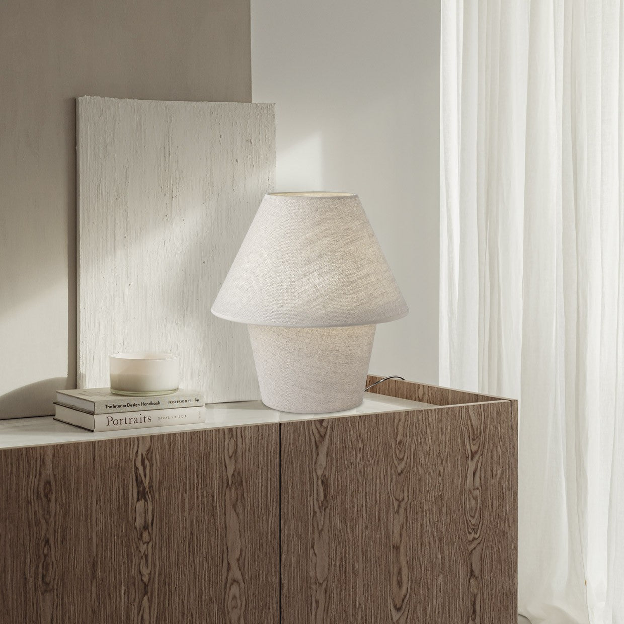 Lámpara sobremesa Carlo rústica Alemar en detalle de pantallas y base