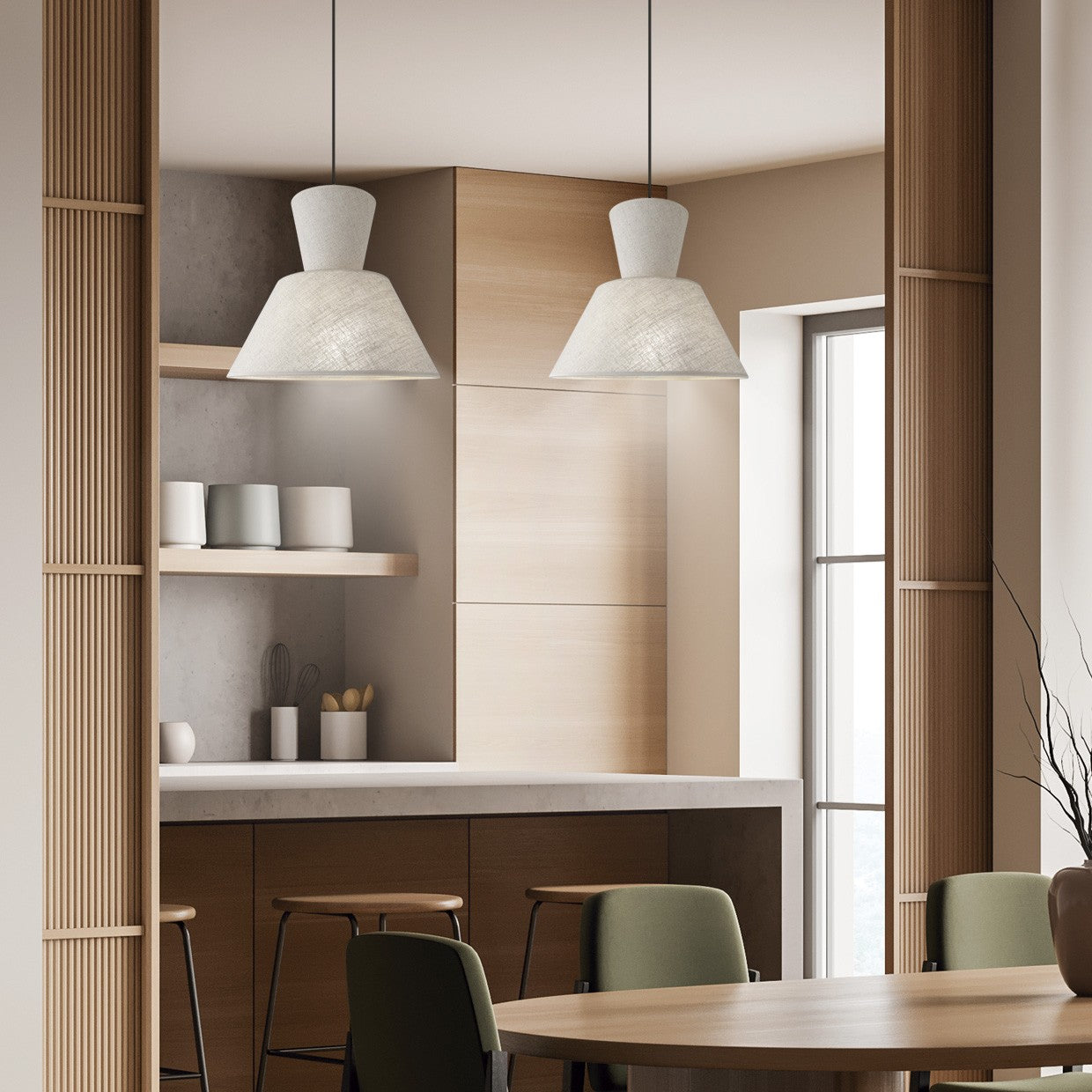 Lámpara colgante Carlo rústico instalada en comedor - Ambiente decorado