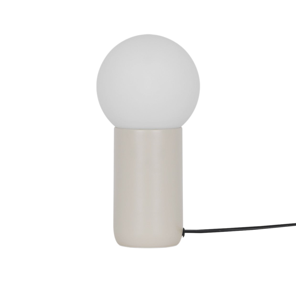 Detalle de la base y tulipa opal de la lámpara de sobremesa Mint Tierra ALEMAR