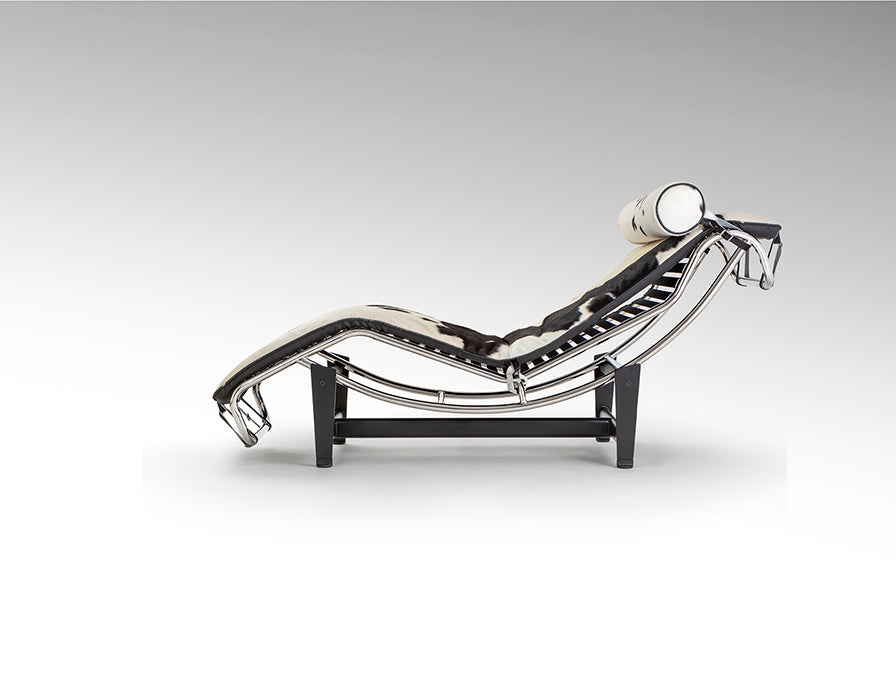 Chaise Longue Leco Piel Vaca Blanco Negro - Estructura Acero Cromado - Schuller - 458436 - Vista 5
