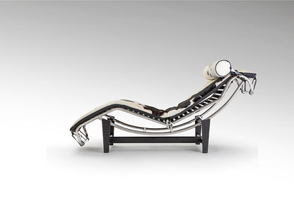 Chaise Longue Leco Piel Vaca Blanco Negro - Estructura Acero Cromado - Schuller - 458436 - Vista 5