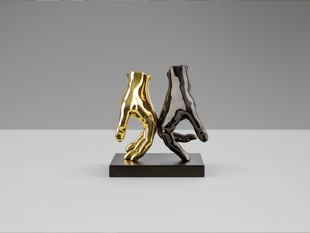 Figura Decorativa Manos Gris/Oro - Schuller - 297998 - Vista 4