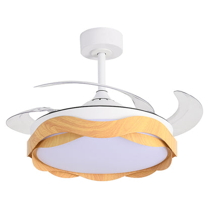 Ventilador de Techo Ondas Blanco/madera natural – vista principal · Ref. F-1039 WO