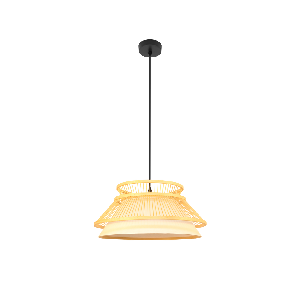 Lámpara Colgante Bertino Bambú 46 cm Negro y Natural Fabrilamp