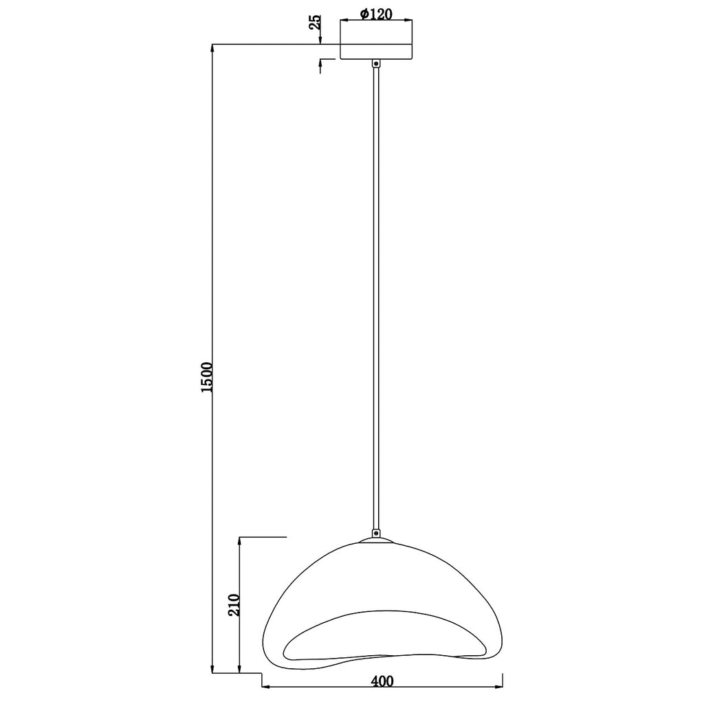 Esquema con dimensiones del colgante ONA Alemar