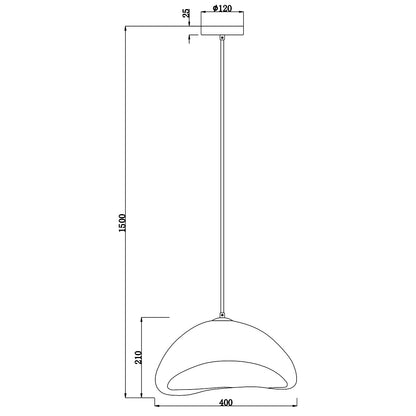 Esquema con dimensiones del colgante ONA Arena Alemar