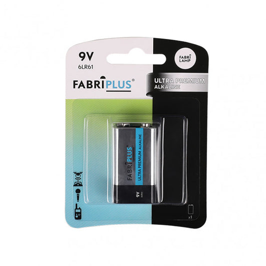 Pila Alcalina 9V 6LR61 Fabriplus Ultradigital 0% Mercurio Fabrilamp - vista principal | Fabrilamp / Abrila